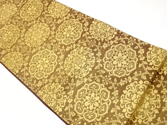 JAPANESE KIMONO / FUKURO OBI / WOVEN FLORAL CREST